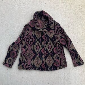 Habitat Tapestry Jacket | Artsy Boho Lagenlook Button Front | M